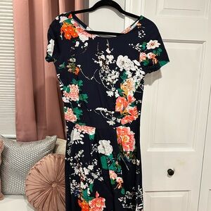 Orange and White Fit and Flare Midi Dress for Wedding Guests